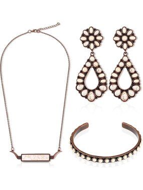 Rustic Western Boho Jewelry Set - 3 Pcs Women's Accessories for Unique Style